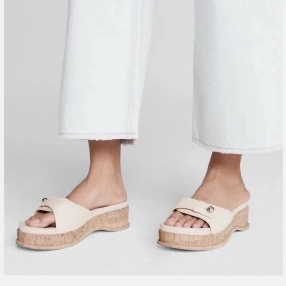 rag & bone Brown Cork Platform Mule Slides